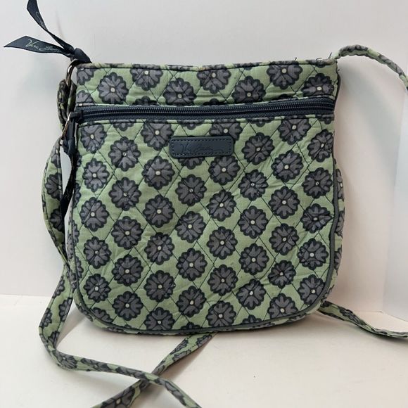 Vera Bradley Handbags - Vera Bradley Camocat Crossbody Purse Quilted Green Blue  Adjustable Strap